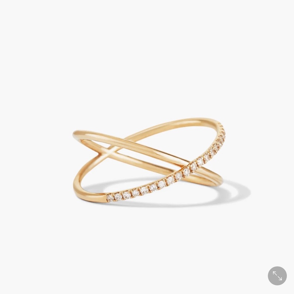 Mejuri PAVÉ DIAMOND X RING Elegant Gold Crossover Ring